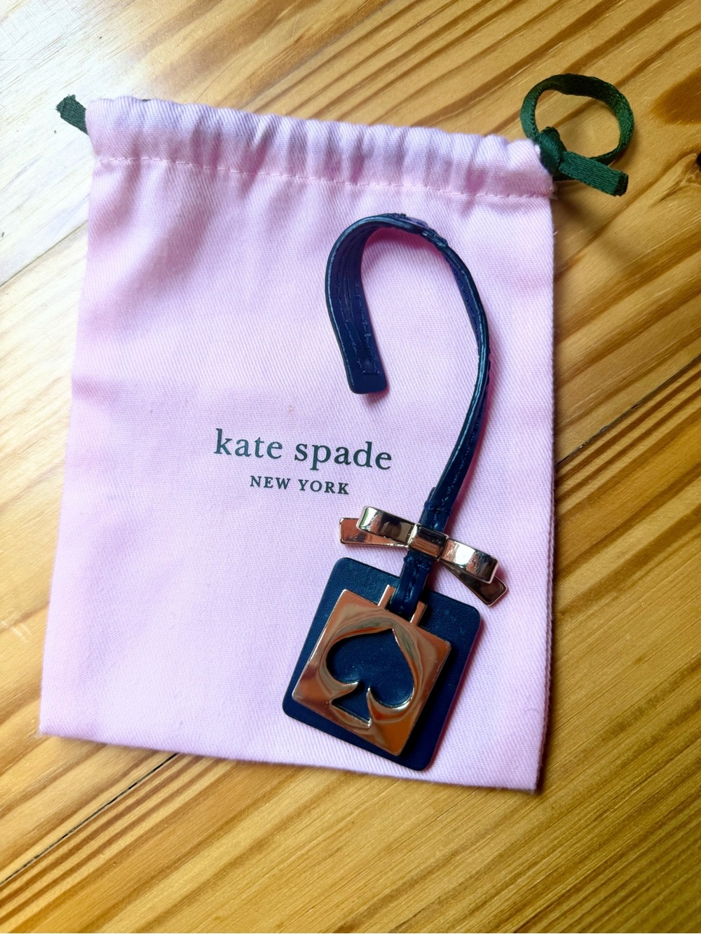 kate spade Navy and Gold Spade Leather Gold Accent Bag Charm NWOT